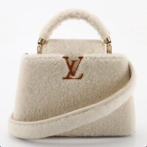 Louis Vuitton White Shearling BB Capucines Bag